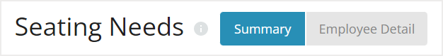 Seating Needs report tabs with Summary tab selected