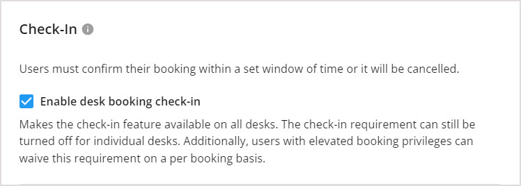 Setting Up Check-In for Bookable Desks