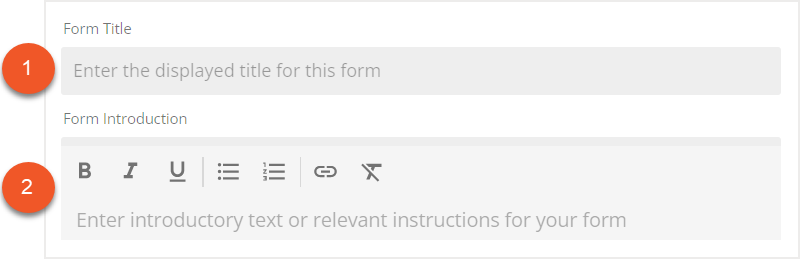 Form Title and Form Introduction fields indicated