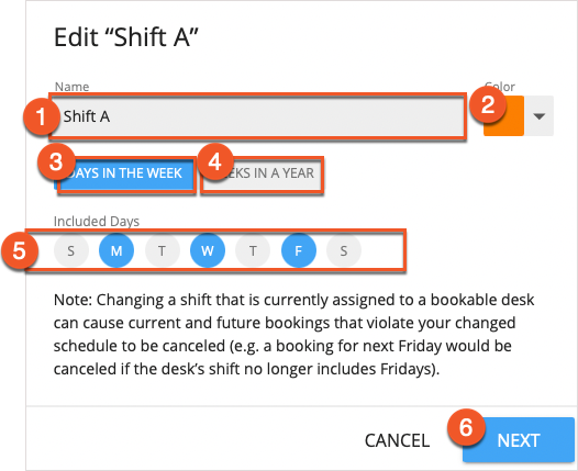 Edit Shift Pop-up
