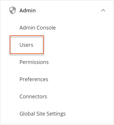 Hamburger menu with Users indicated