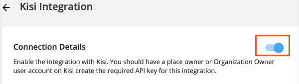 Kisi Integration Toggle