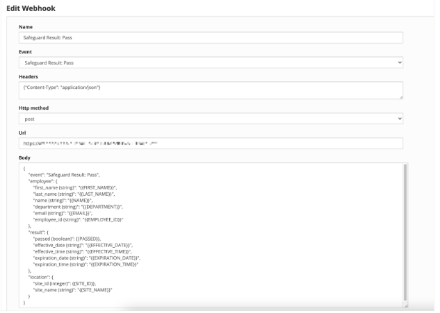 Sample Safeguard webhook