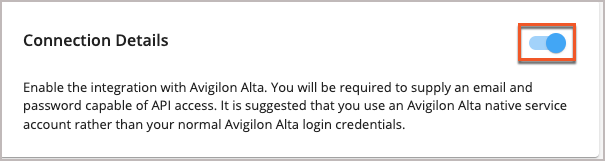 Connection Details Toggle Highlighted