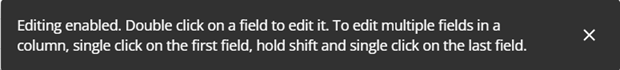 Shift + Click message displayed at bottom of Reports screens after user has selected Edit