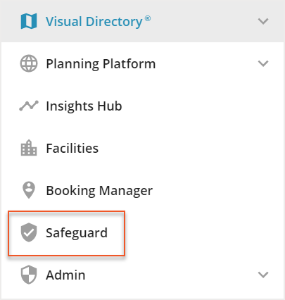Safeguard link indicated in the Hamburger menu