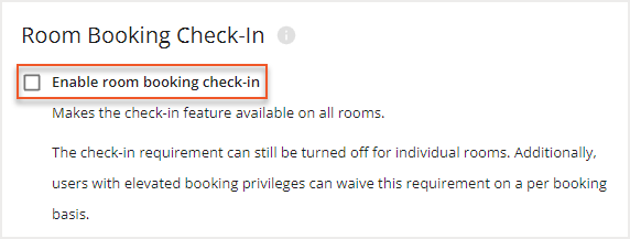 Enable room booking check-in checkbox