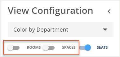 Disabled Rooms and Spaces toggles indicated in View Configuration panel