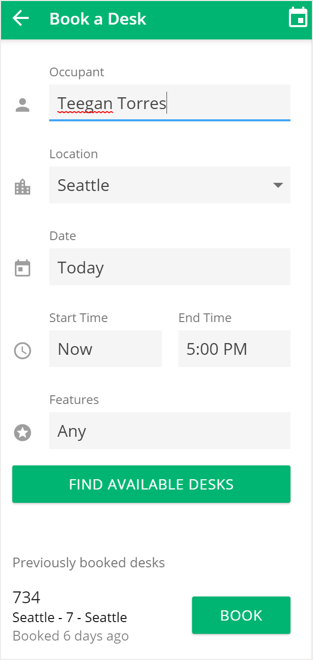 Visual Directory - Book a desk info card