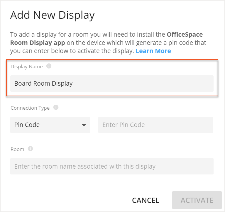 Display name field