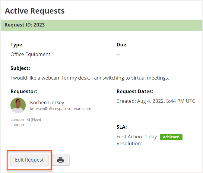 Edit Request button indicated