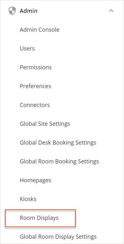 Hamburger menu with room displays link indicated