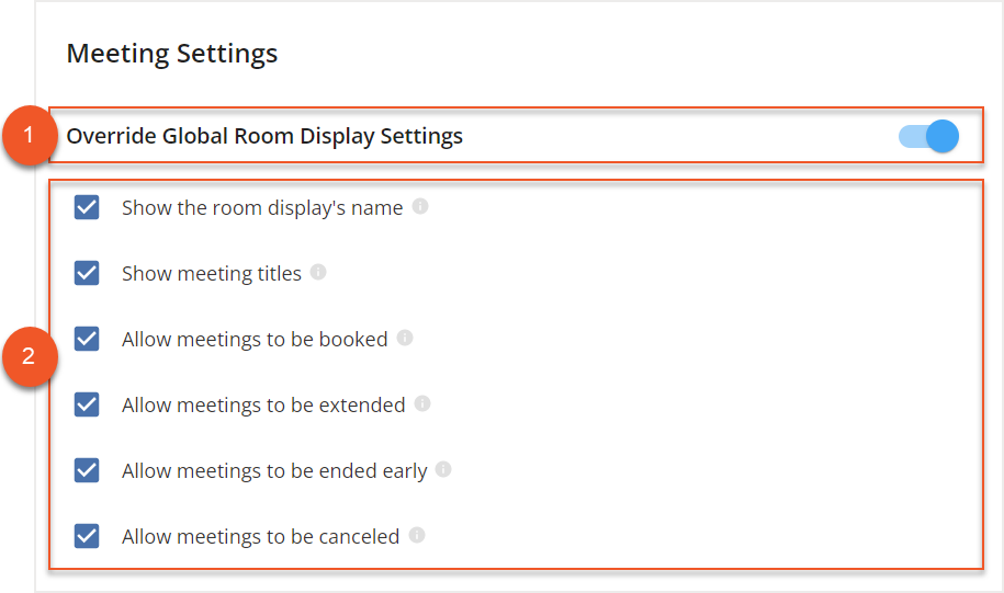 Override Global Meeting Settings Toggle indicated