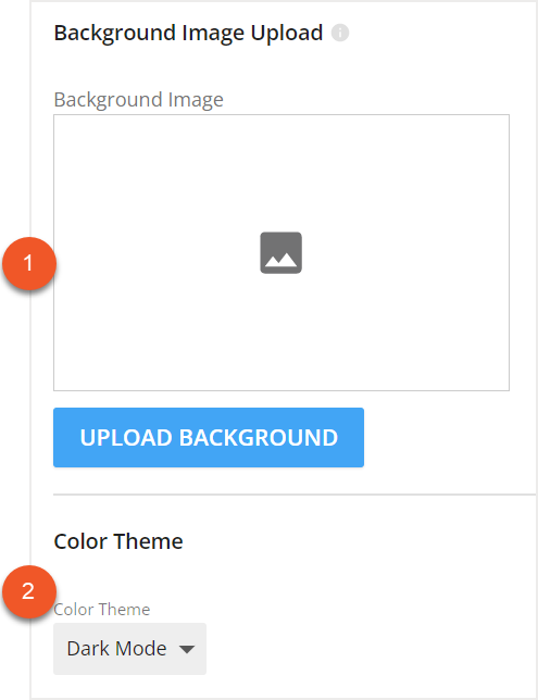 Background Image Upload and Color Theme settings indicated