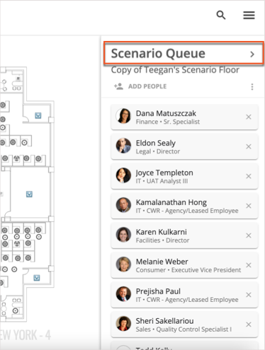 Scenario Queue Open on a Scenario Floor in Move Manager