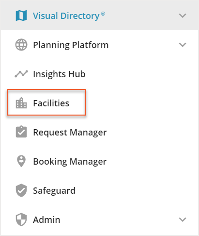 Hamburger Menu with Facilities indicated