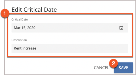 Edit Critical Date Pop Up