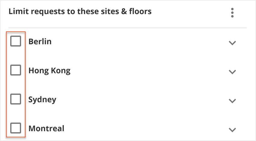 Checkboxes indicated