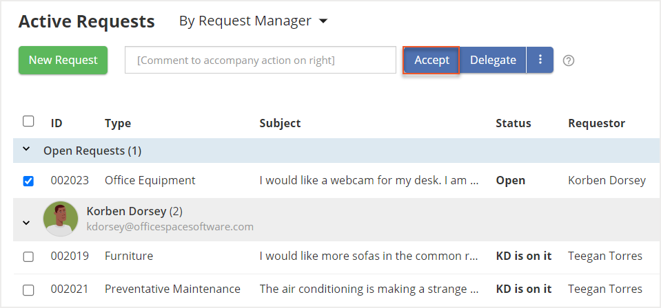 Accept button indicated