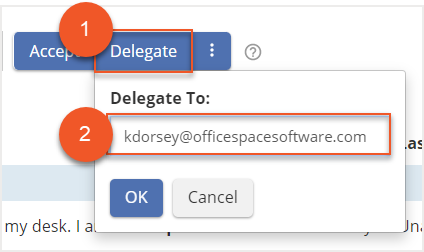 Delegate button and email field indicated