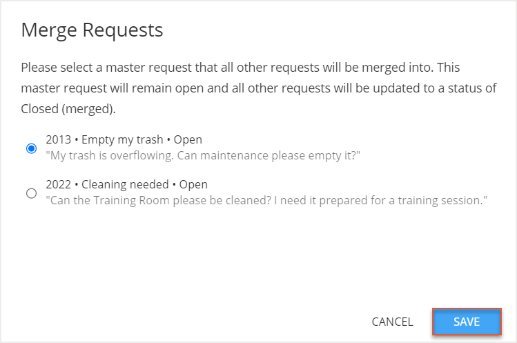 Merge Requests screen with Save button indicated