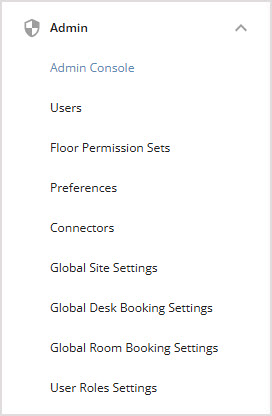 Hamburger Menu with Global Room Booking Settings indicated