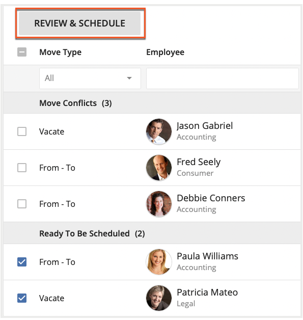 Review & Schedule button highlighted