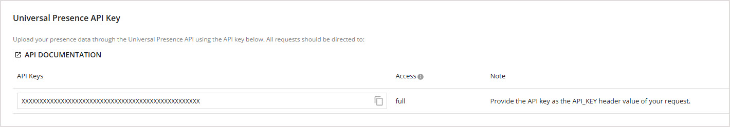 Setting Up Universal Presence API