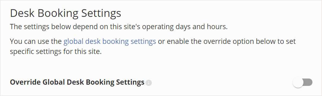 Desk Booking Settings