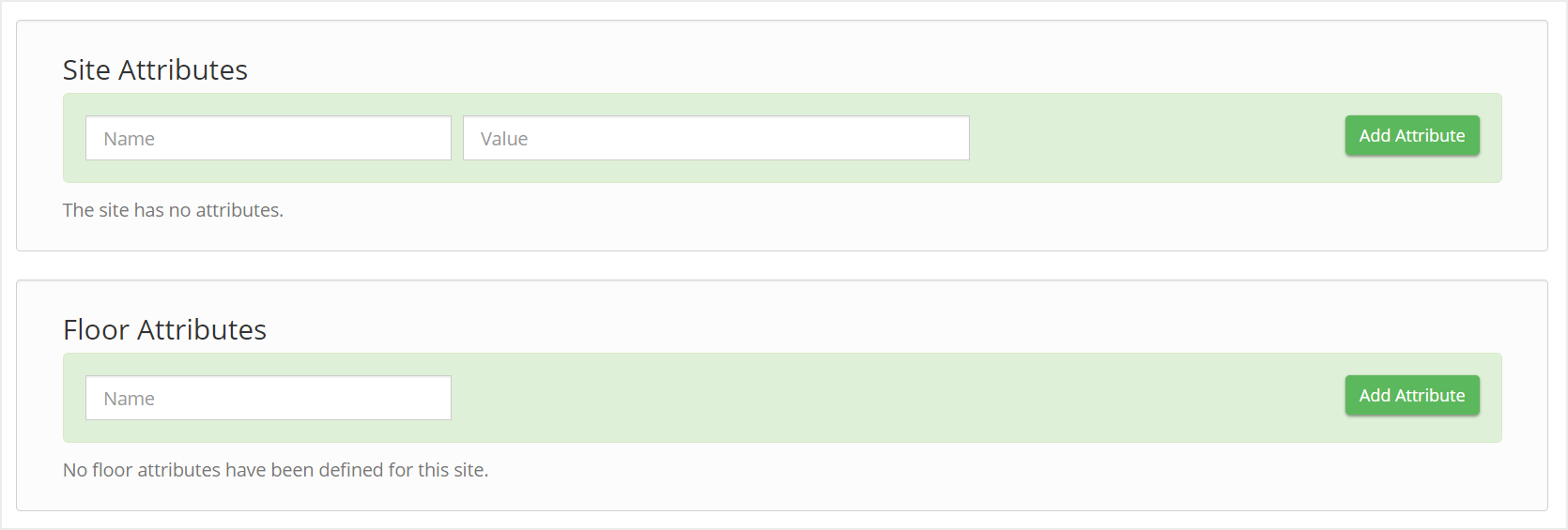 Site Attributes setting and Floor Attribute setting