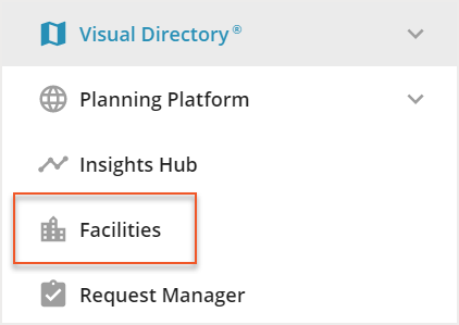 Hamburger menu with Facilities link indicated