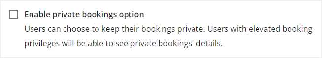 Enable private bookings option setting in Global Desk Booking Settings