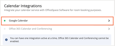 Admin - Connectors - Google calendar integration