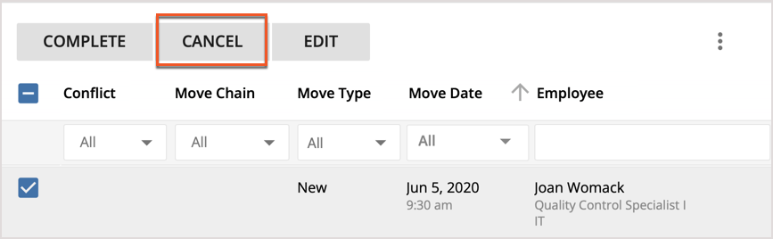 Cancel Button Highlighted