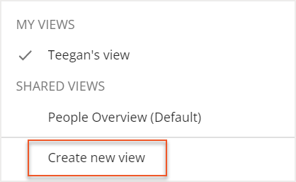 Create new view button indicated in expanded Views dropdown