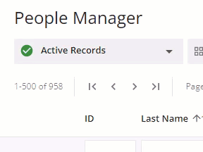Selecting inactive records from the status dropdown menu