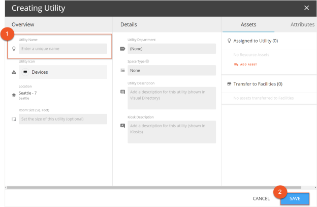 Creating Utility screen with Utility Name field and Save button indicated