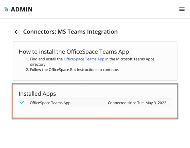 Integration Complete Installed App Highlighted
