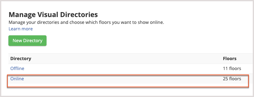 Online directory highlighted