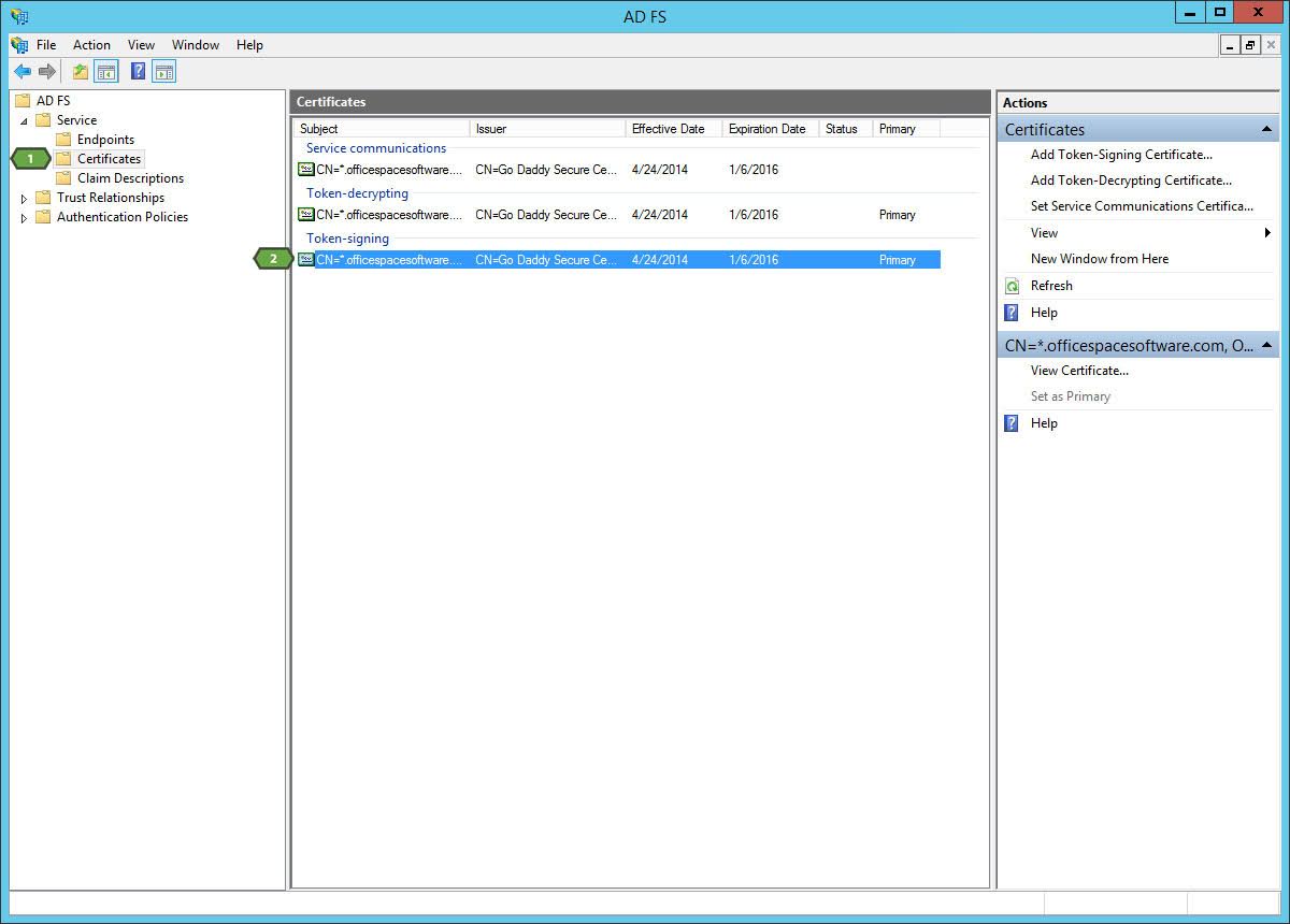 Configuring OfficeSpace SSO with ADFS