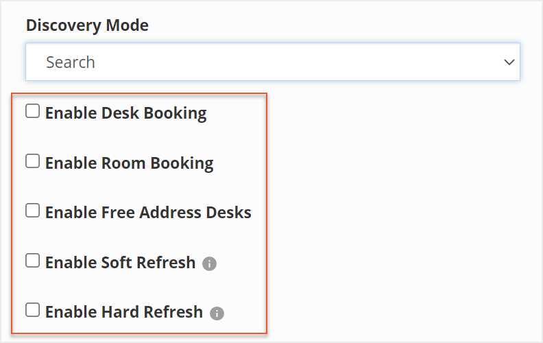 Configurable features in New Kiosk screen when Search Discovery Mode is selected