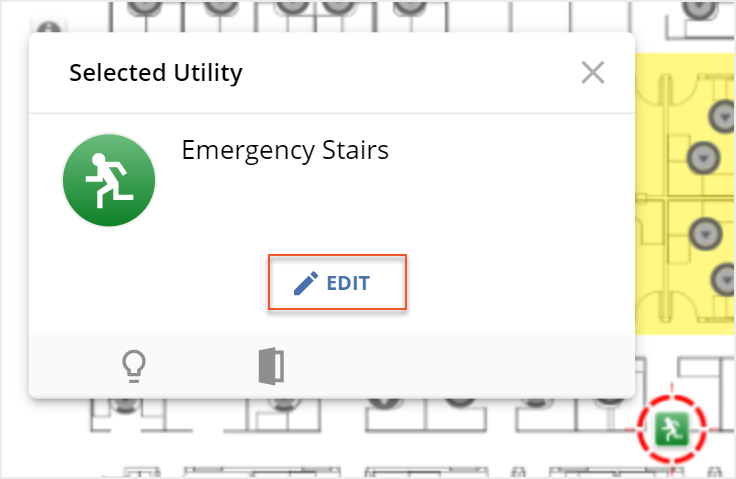 Edit button indicated in utility icon info card