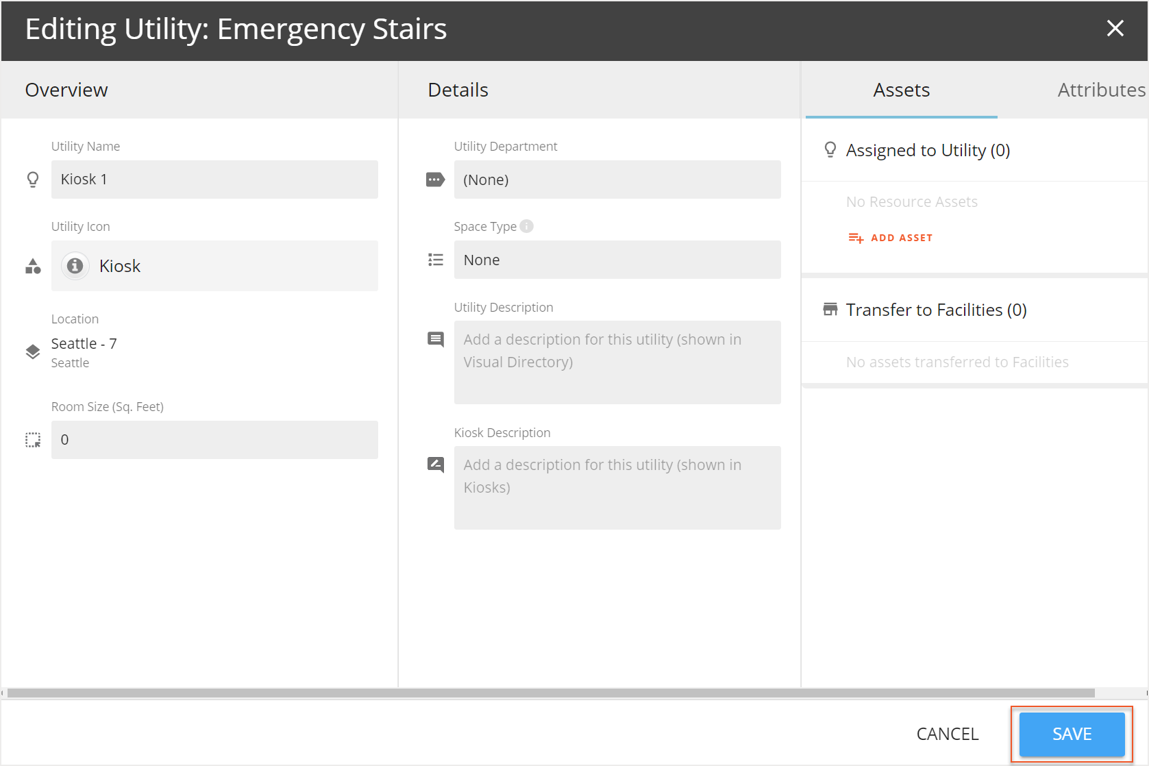 Save button indicated in Editing Utility screen
