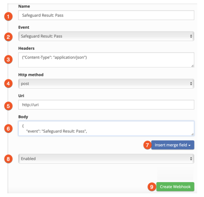 Create new webhook fields