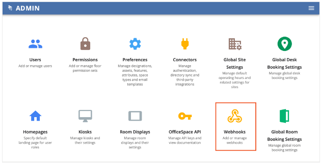 Webhook highlighted in admin