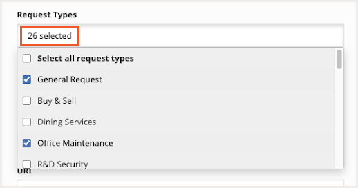 Deselect request types