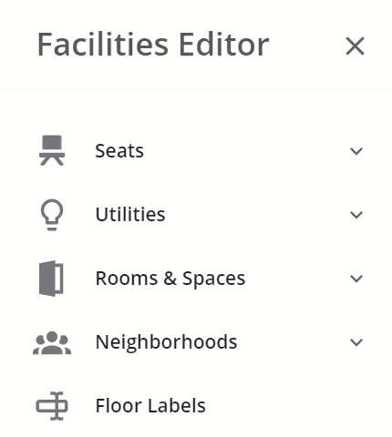 Selecting Create unter the Seats drop down in Facilities Editor