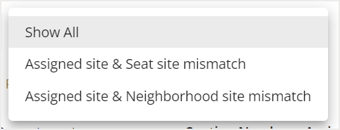 Expanded Show All menu with mismatch filter tools