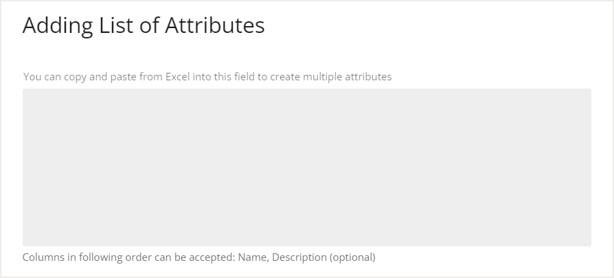 Adding List of Attributes screen