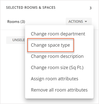 Change Space Type indicated under actions dropdown
